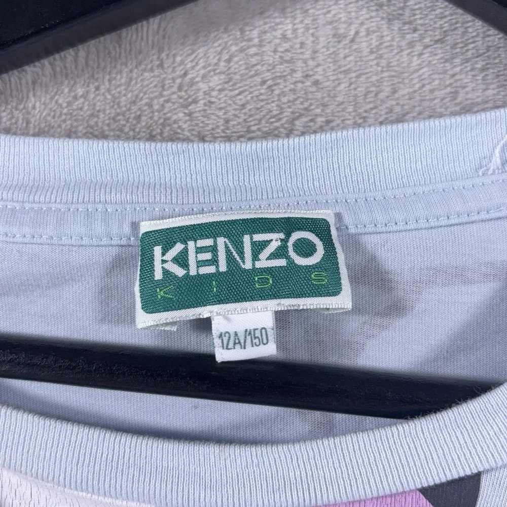 Kenzo Kids Long Sleeve Shirt Girls 12A/150 Blue Tiger Graphic Logo Designer Top